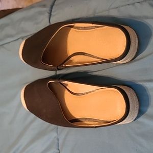 Espidrille mules with 1 inch wedge